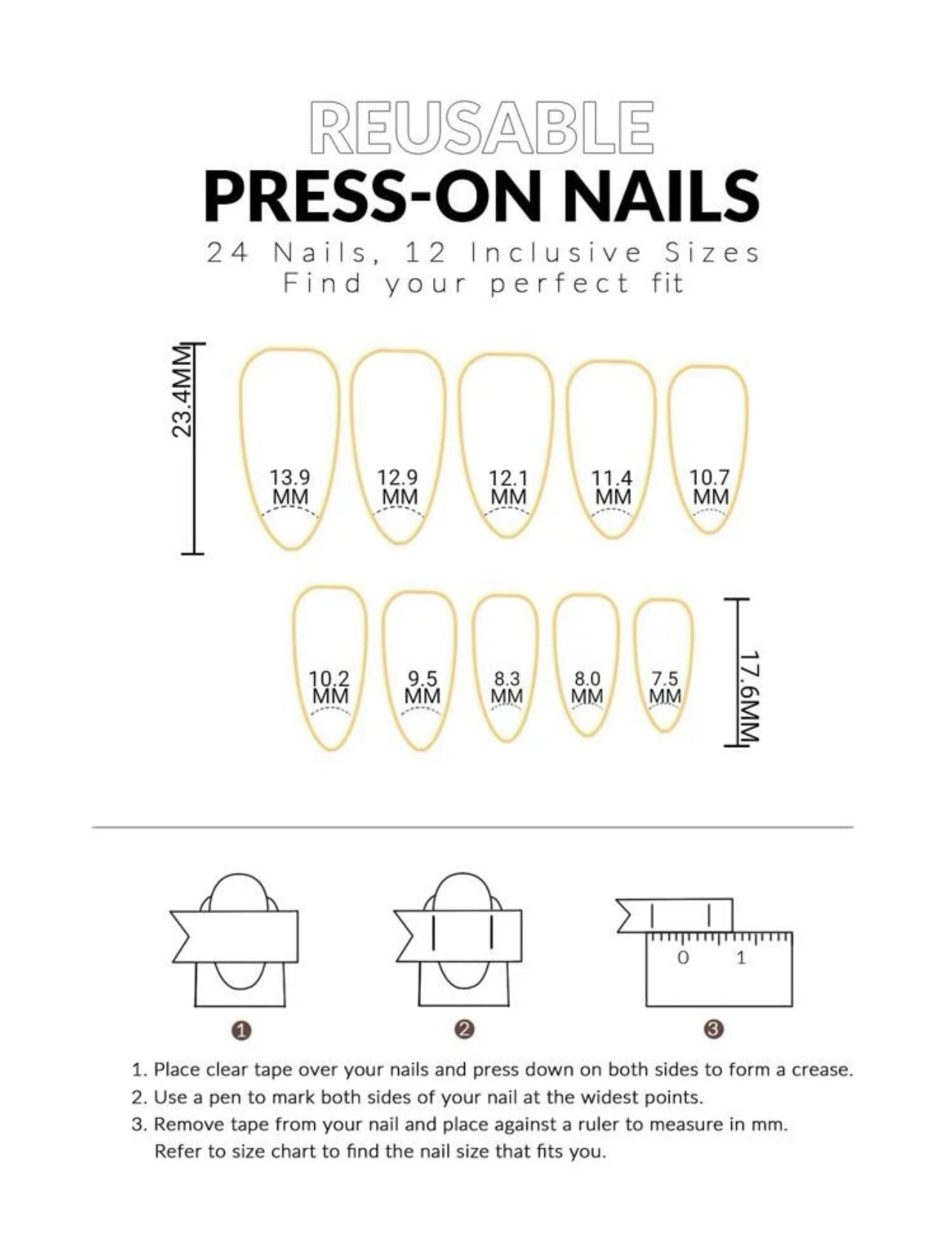 Minimalist white French glossy painted French Tip Press On Nails