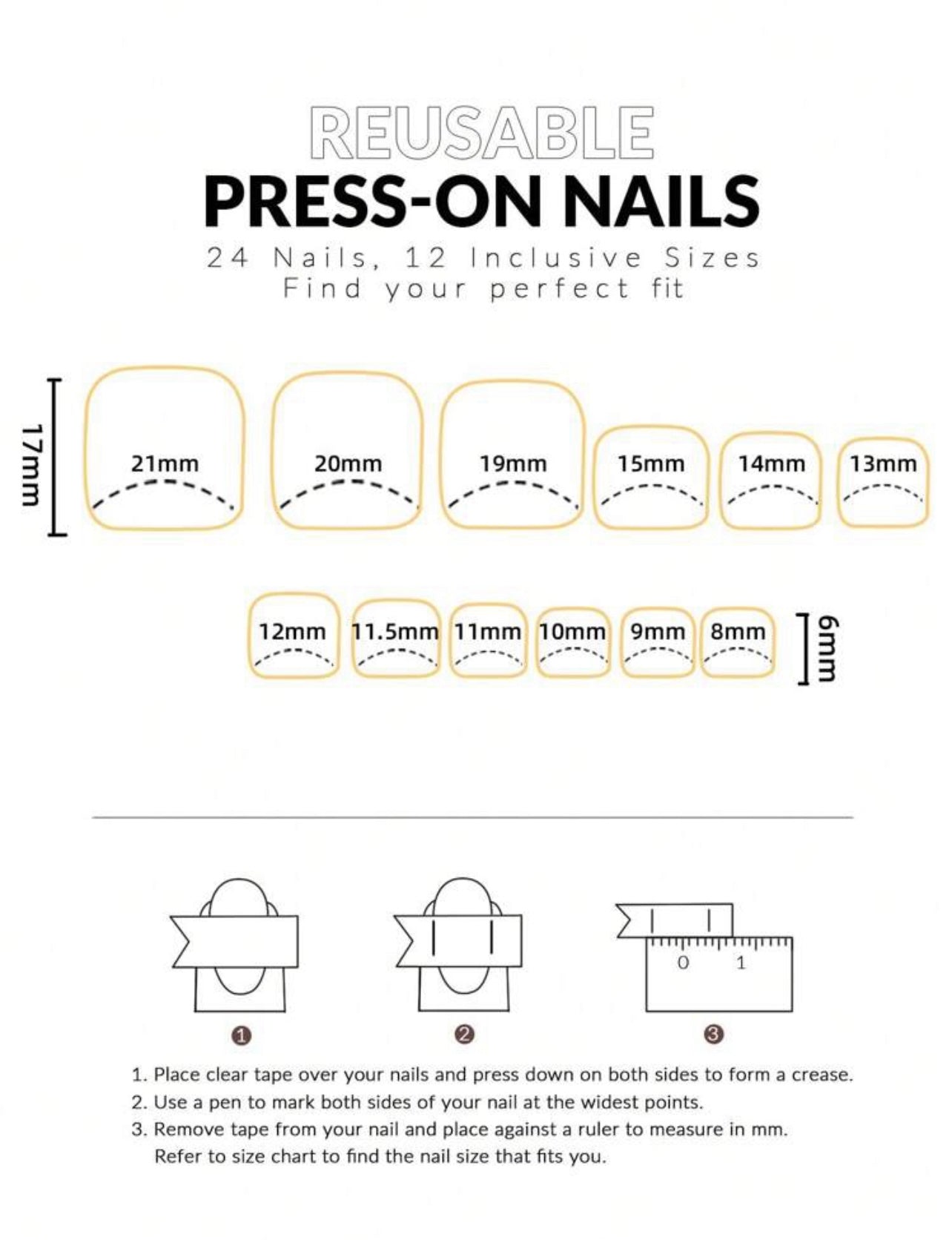 Short Square White French Toe  Press On Nails