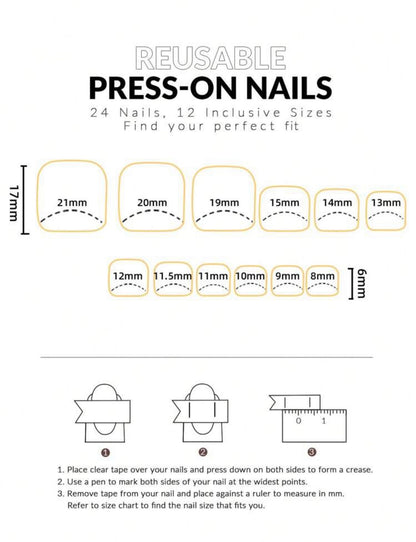 Short Square White French Toe  Press On Nails