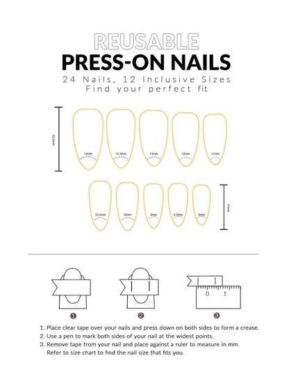 White French Glitter Stripes Oval Press on Nails