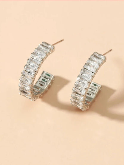 Cubic Zirconia Cuff Hoop Earrings