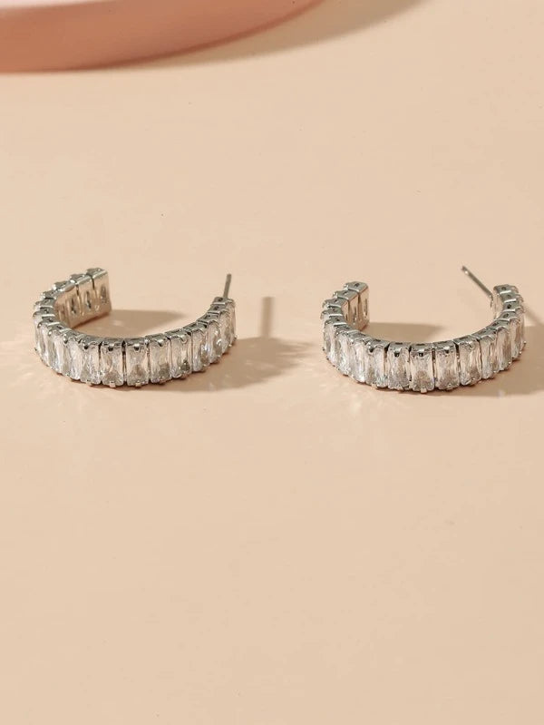 Cubic Zirconia Cuff Hoop Earrings