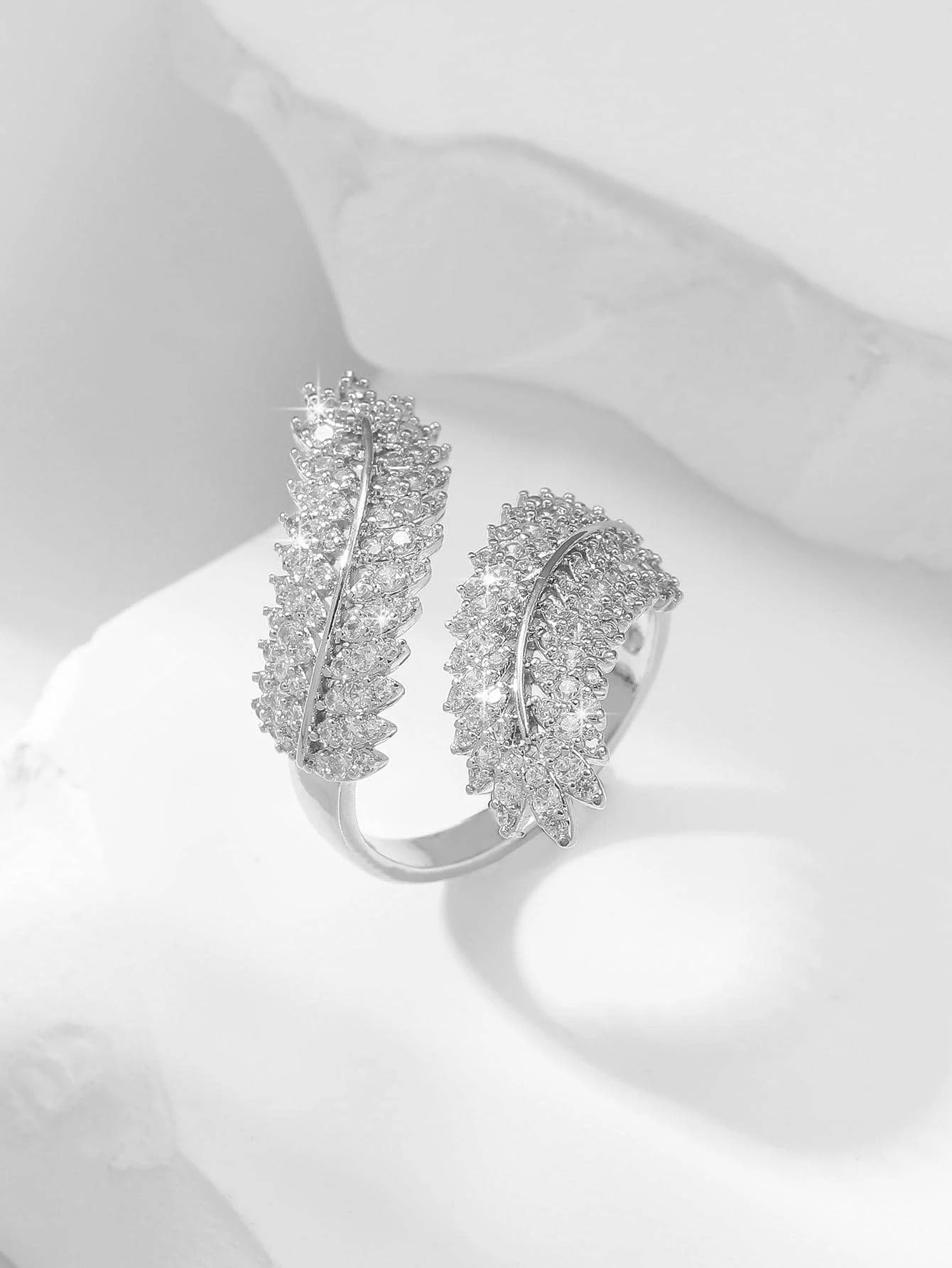 Silver Cubic Zirconia Cuff Ring