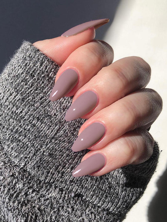 Long Almond Shaped Light Grey Press on Nails