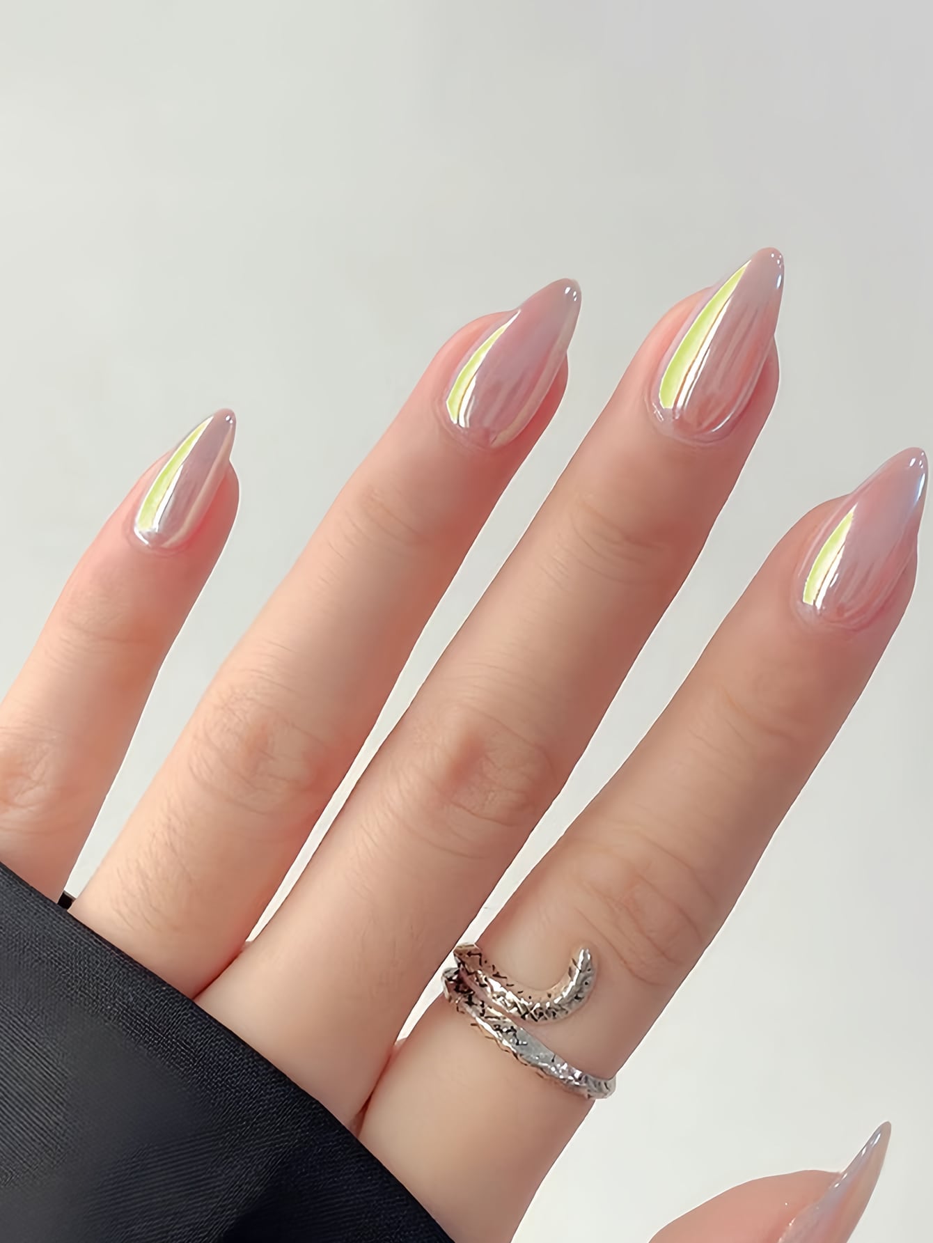 Pointed Almond Shape Mermaid Design with Aura effect Press on Nails