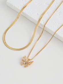 2pcs Glittering Cubic Zirconia Necklace with Clavicle Chain