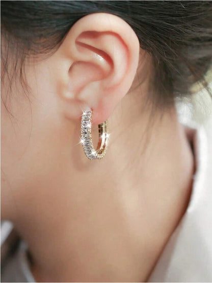 Cubic Zirconia Cuff Hoop Earrings