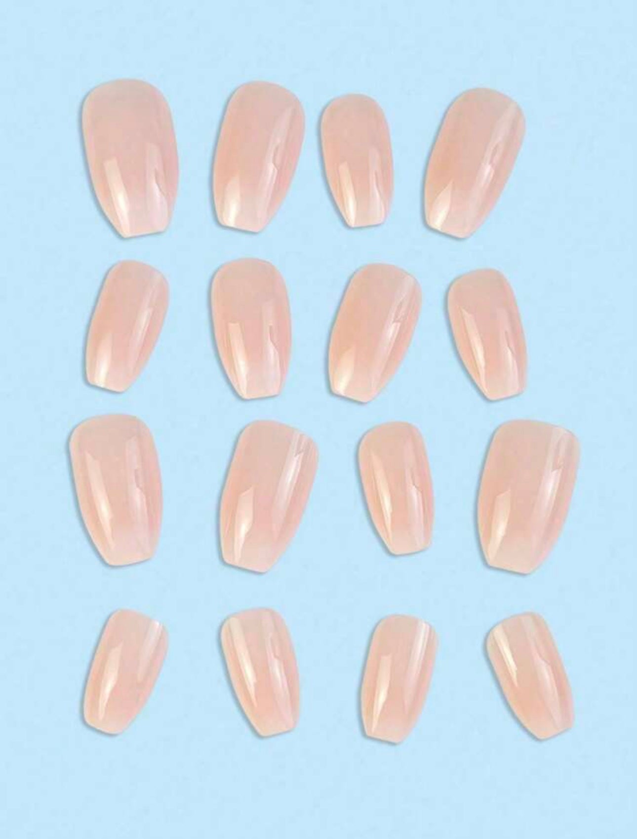 Coffin Shape Pink Shiny Press on Nails