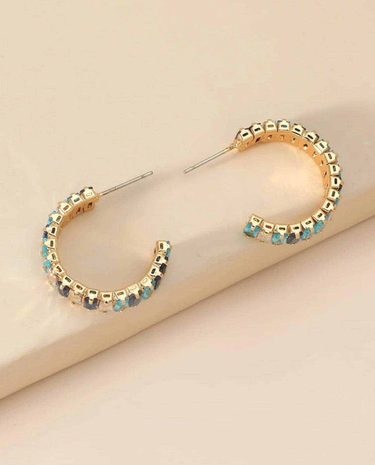 Cubic Zirconia Decor Cuff Hoop Earrings