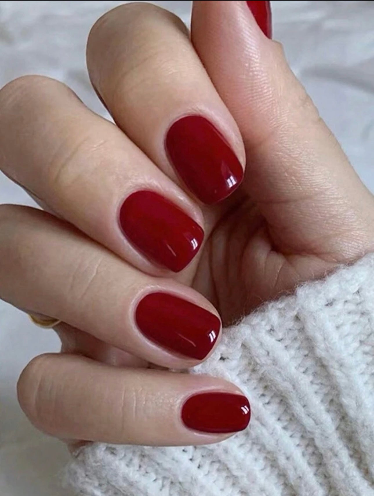 Short Red Square-shaped Press on nails