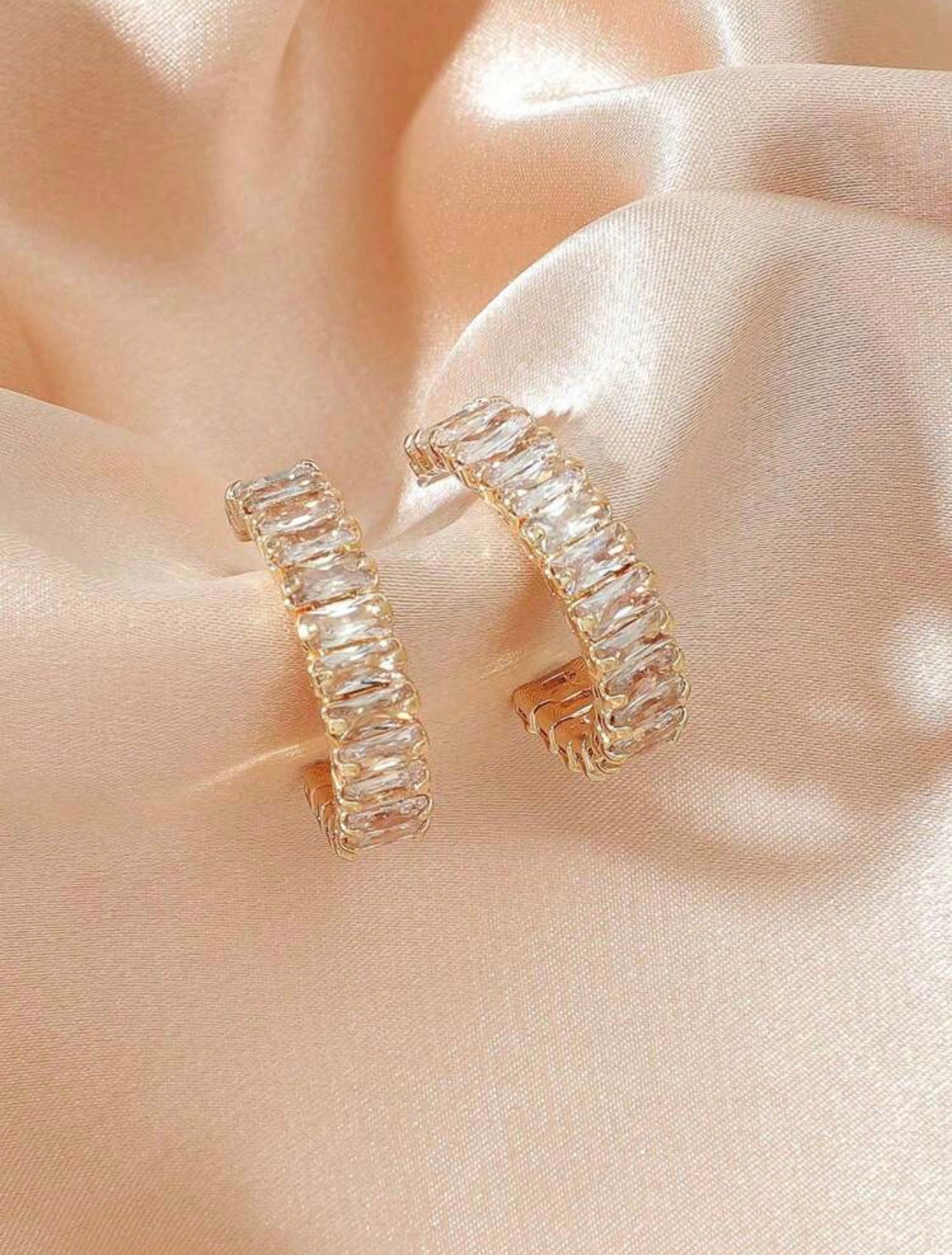 Transparent & White Cubic Zirconia Hoop Earrings