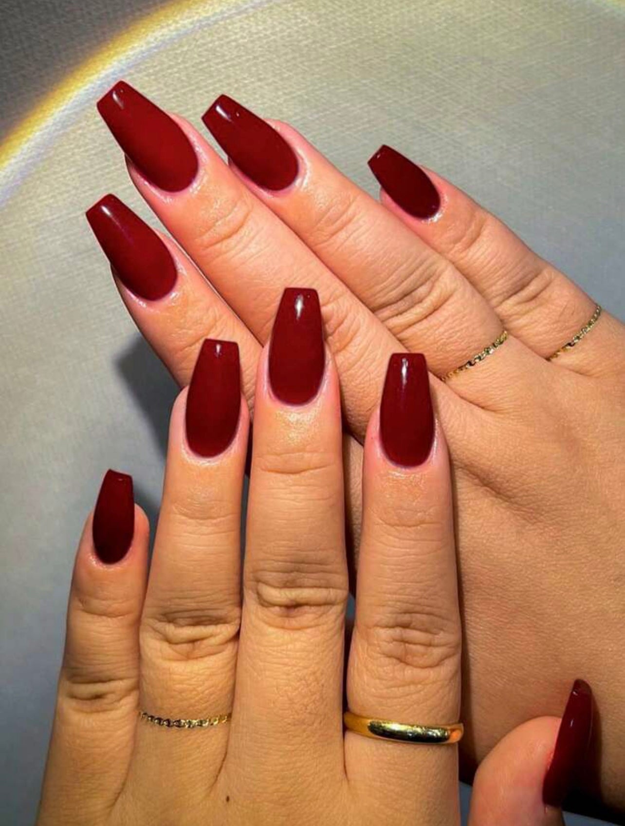 Short coffin Wine Red Press on Nails