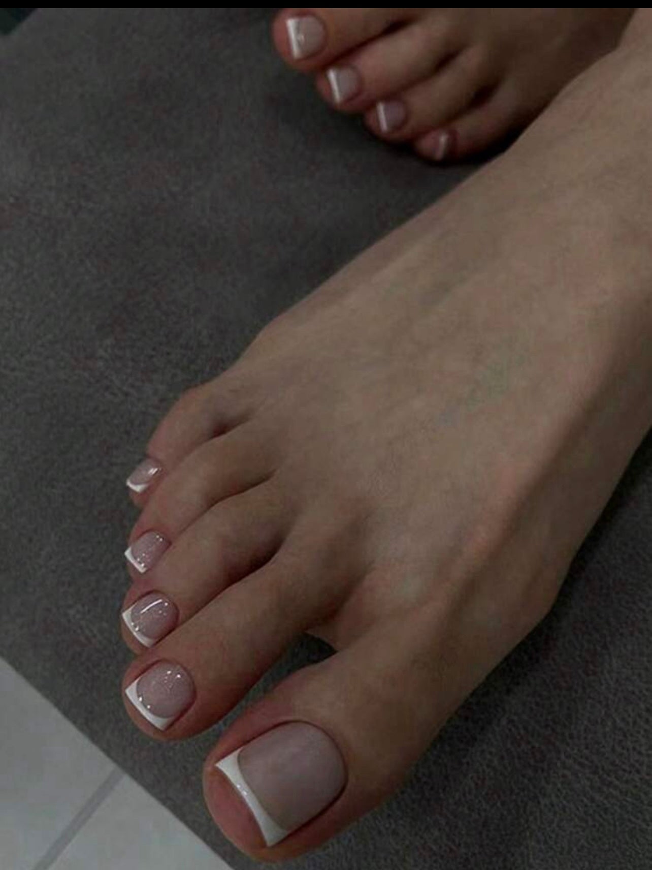 Short Square White French Toe  Press On Nails