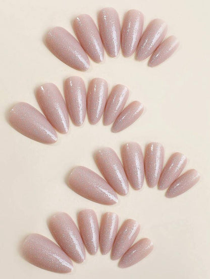 Nude Glitter Almond Shape press on nails