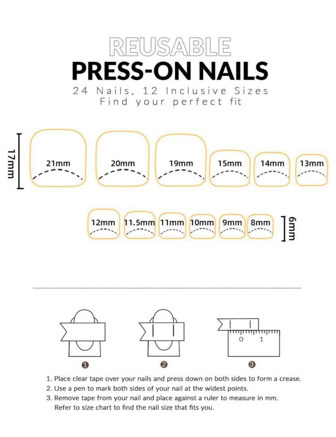 Short Square shaped Black press on Nails