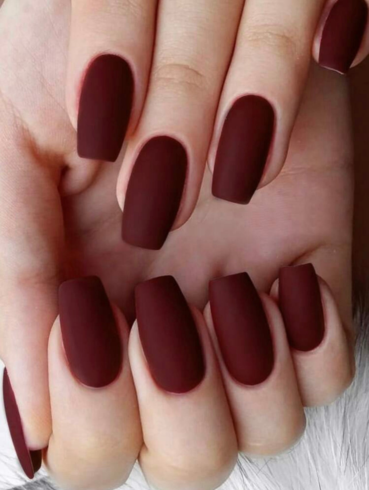 Burgundy solid color matte press on nails