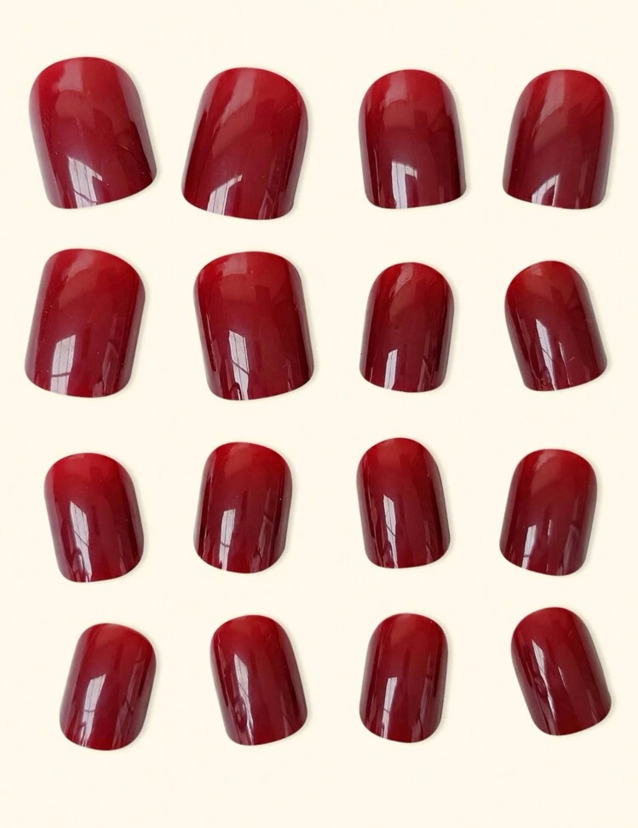 Short Red Square-shaped Press on nails