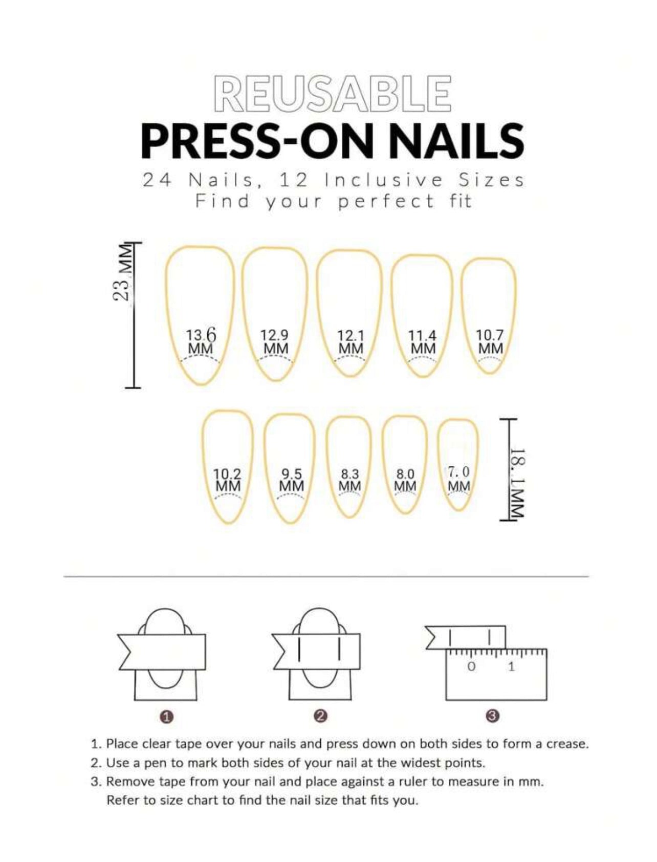 Almond shaped minimalist black French glossy Press on Nails