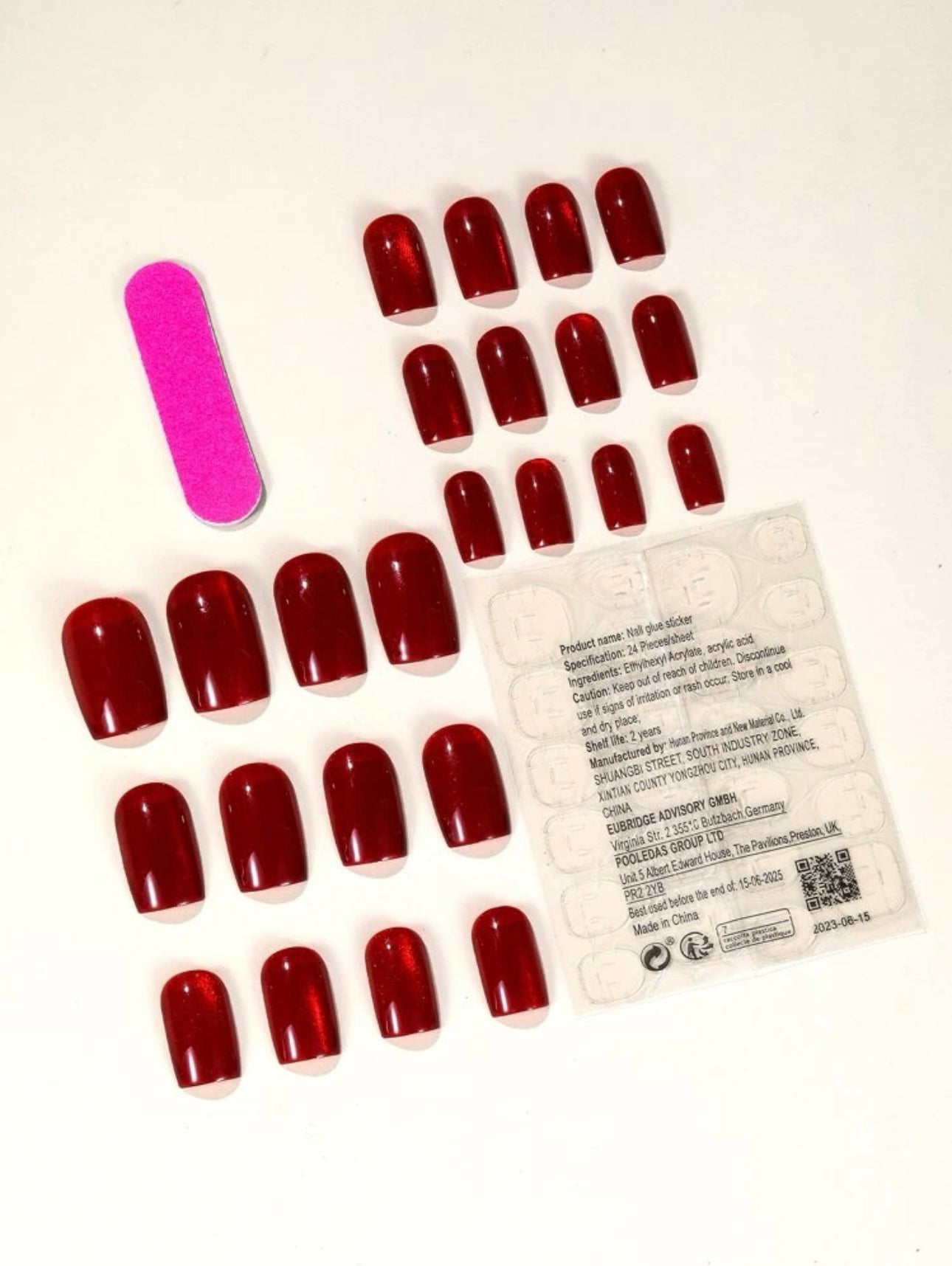 Blood Red Square Shaped Cat Eye Press on Nails