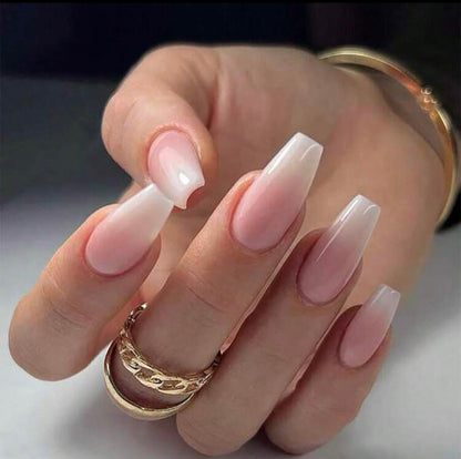 White Ombre T-shape Press on nails